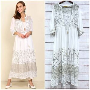 Global Desi White Embellished Open Front Shrug Jacket Size XL Boho Kimono Cover